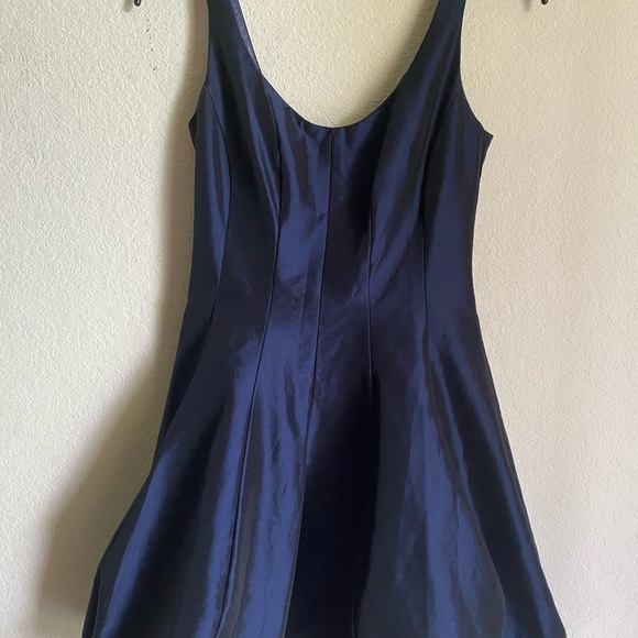 Betsy & Adam Fit & Flare Shimmery Elegant Navy Blue Party Made In USA Dress Sz M - Picture 4 of 15